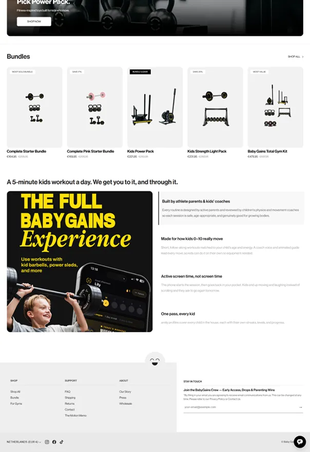 Baby Gains Checkout and Customer Bundles Journey